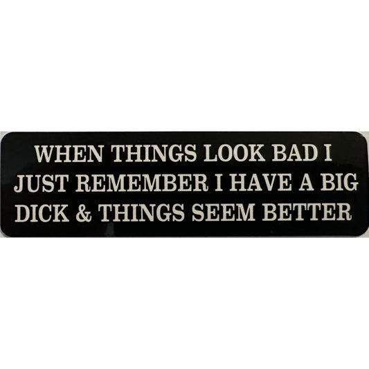 When Things Look Bad I Just Remember I Have A Big Dick And Things Seem Better Helmet Stickers