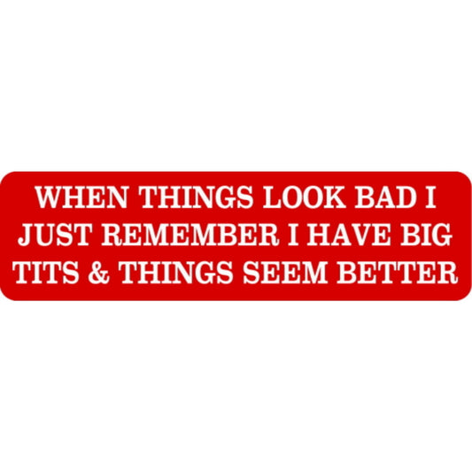 When things look bad I just remember I have big tits & things seem better vinyl motorcycle helmet stickers - funny biker decal