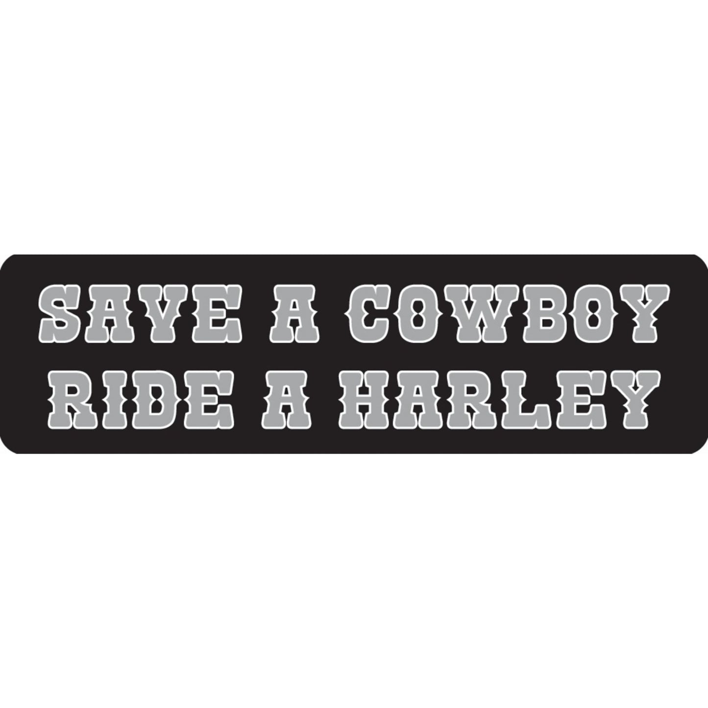 Save a cowboy ride a Harley vinyl motorcycle helmet sticker - biker decal