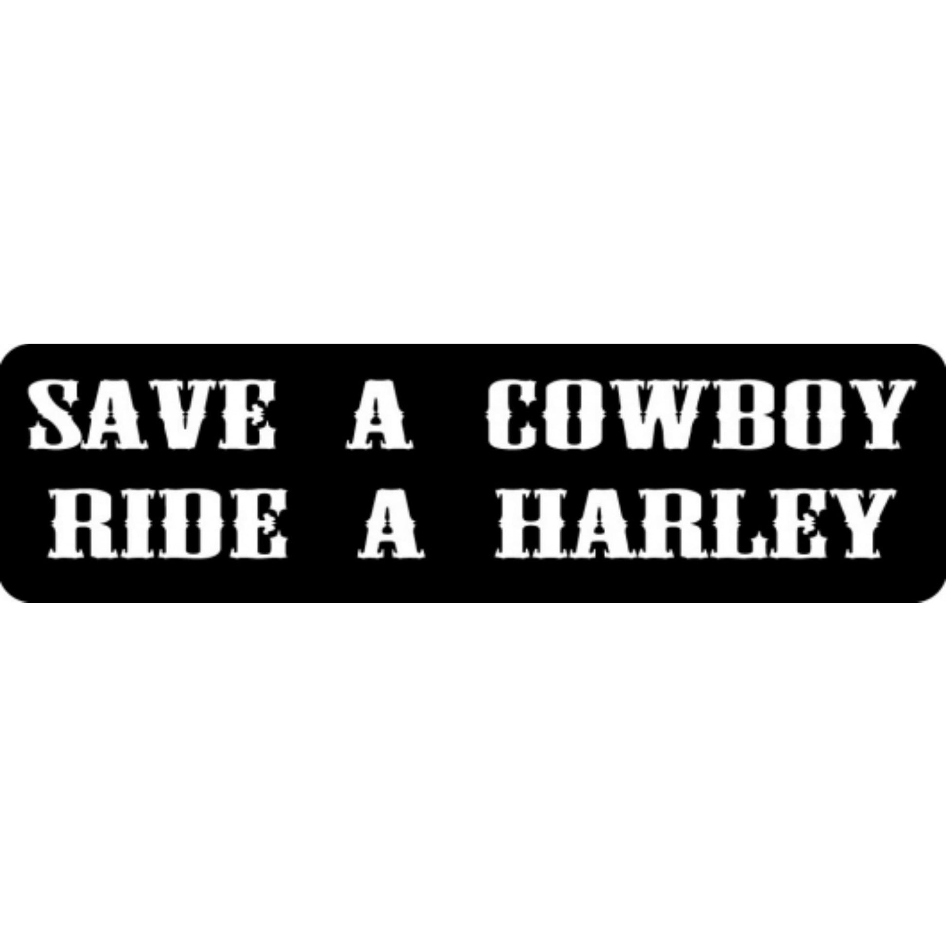 Save a cowboy ride a Harley vinyl motorcycle helmet stickers - biker decal