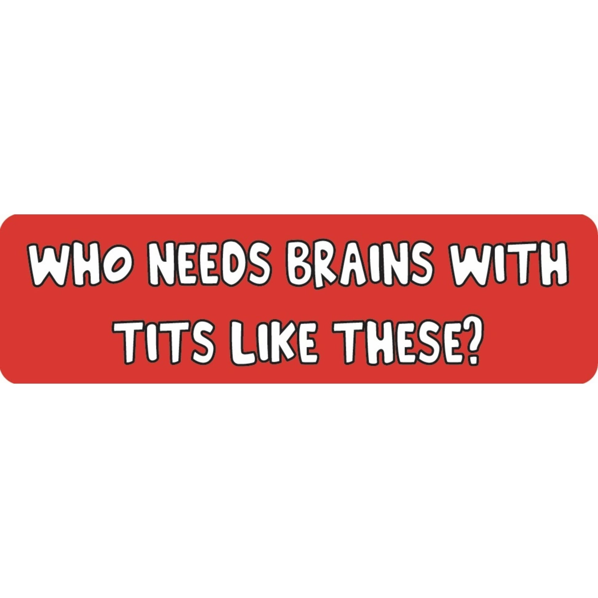 Who needs brains with tits like these vinyl motorcycle helmet sticker - funny biker decal