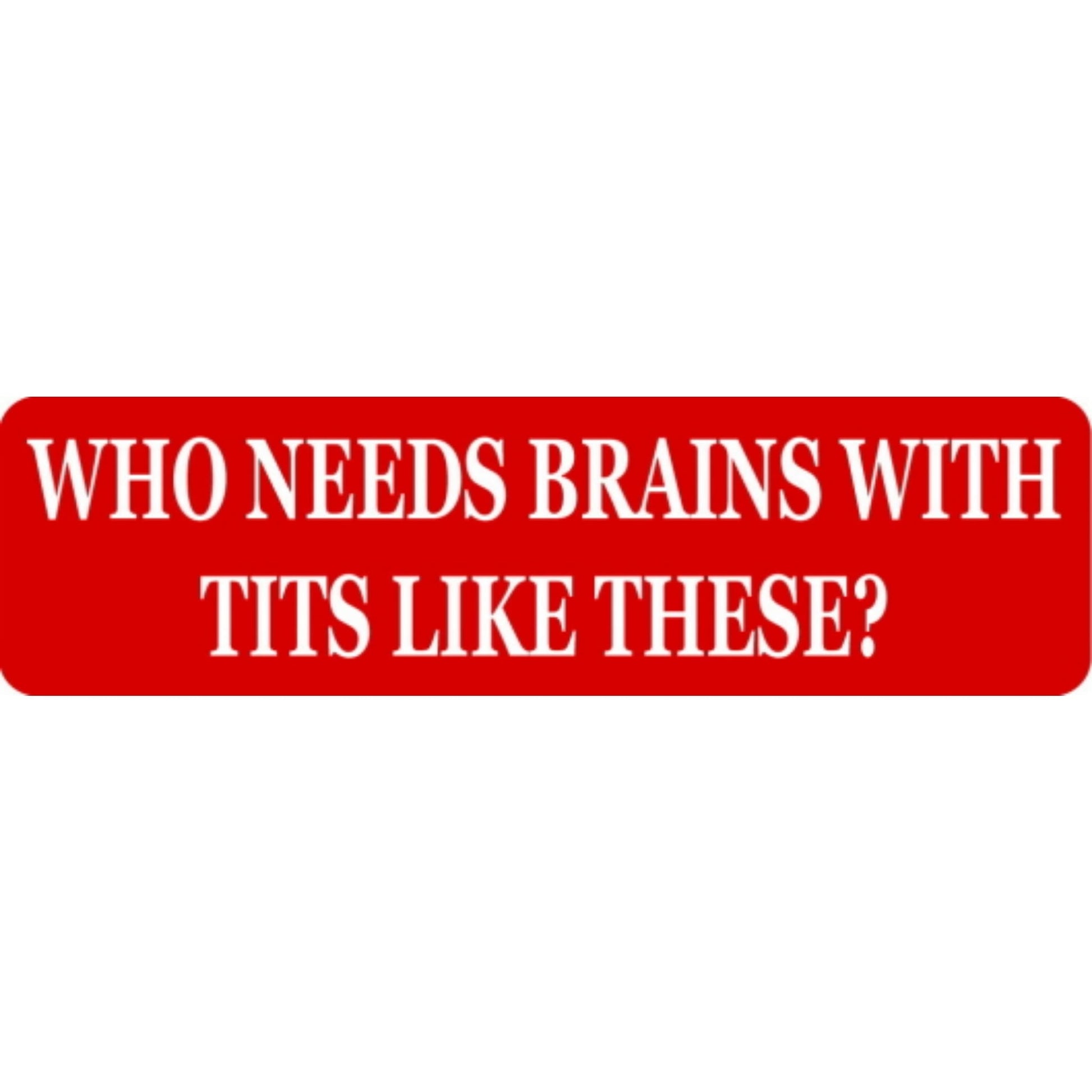 Who needs brains with tits like these vinyl motorcycle helmet stickers - funny biker decal