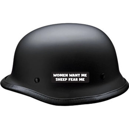 Women want me sheep fear me vinyl motorcycle helmet sticker on a helmet - funny biker decal