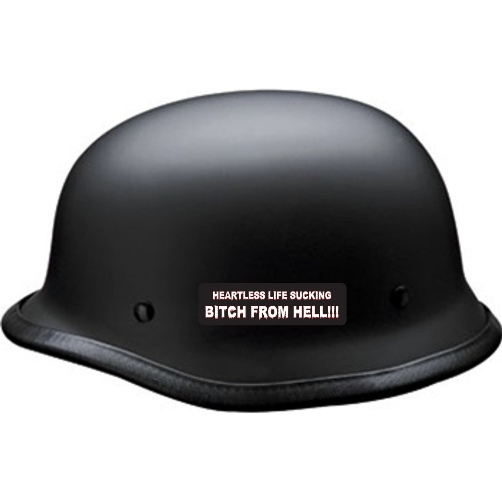Heartless life sucking bitch from hell vinyl motorcycle helmet sticker on a helmet - bold biker decal