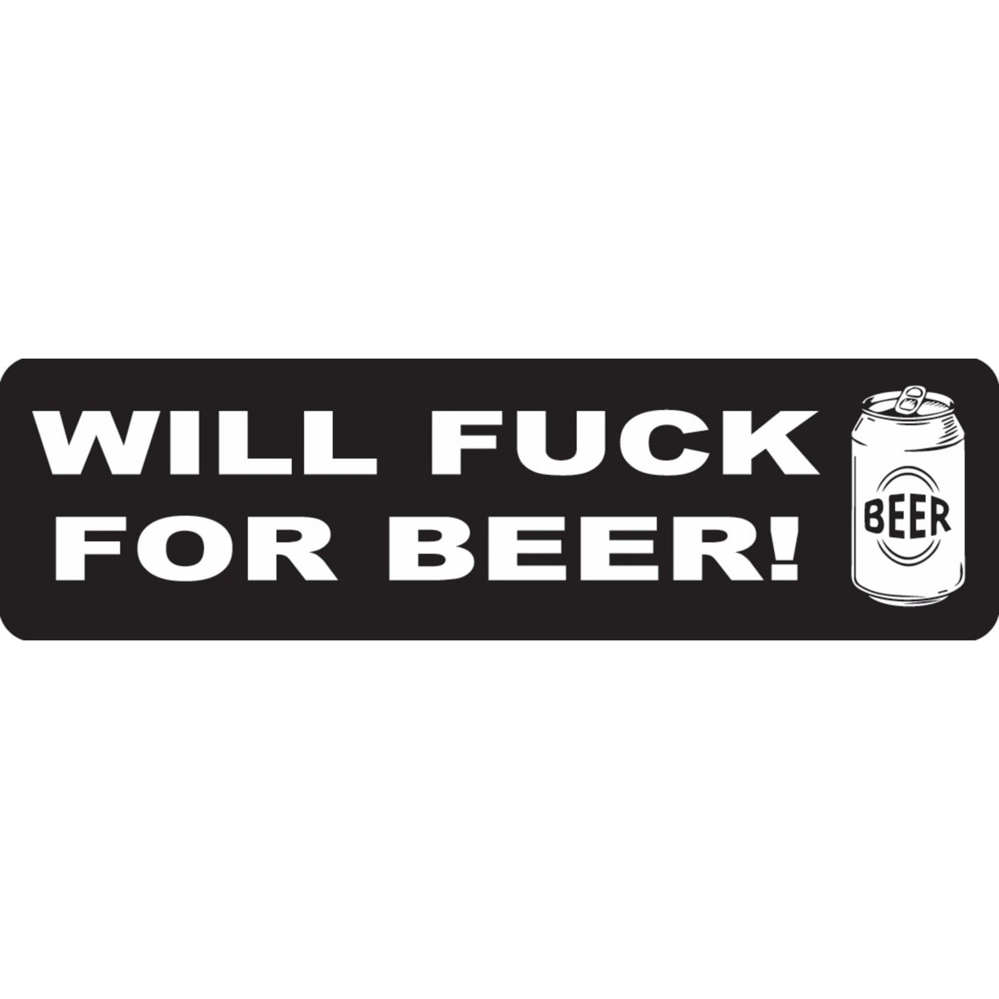 Will fuck for beer vinyl motorcycle helmet sticker - bold biker decal