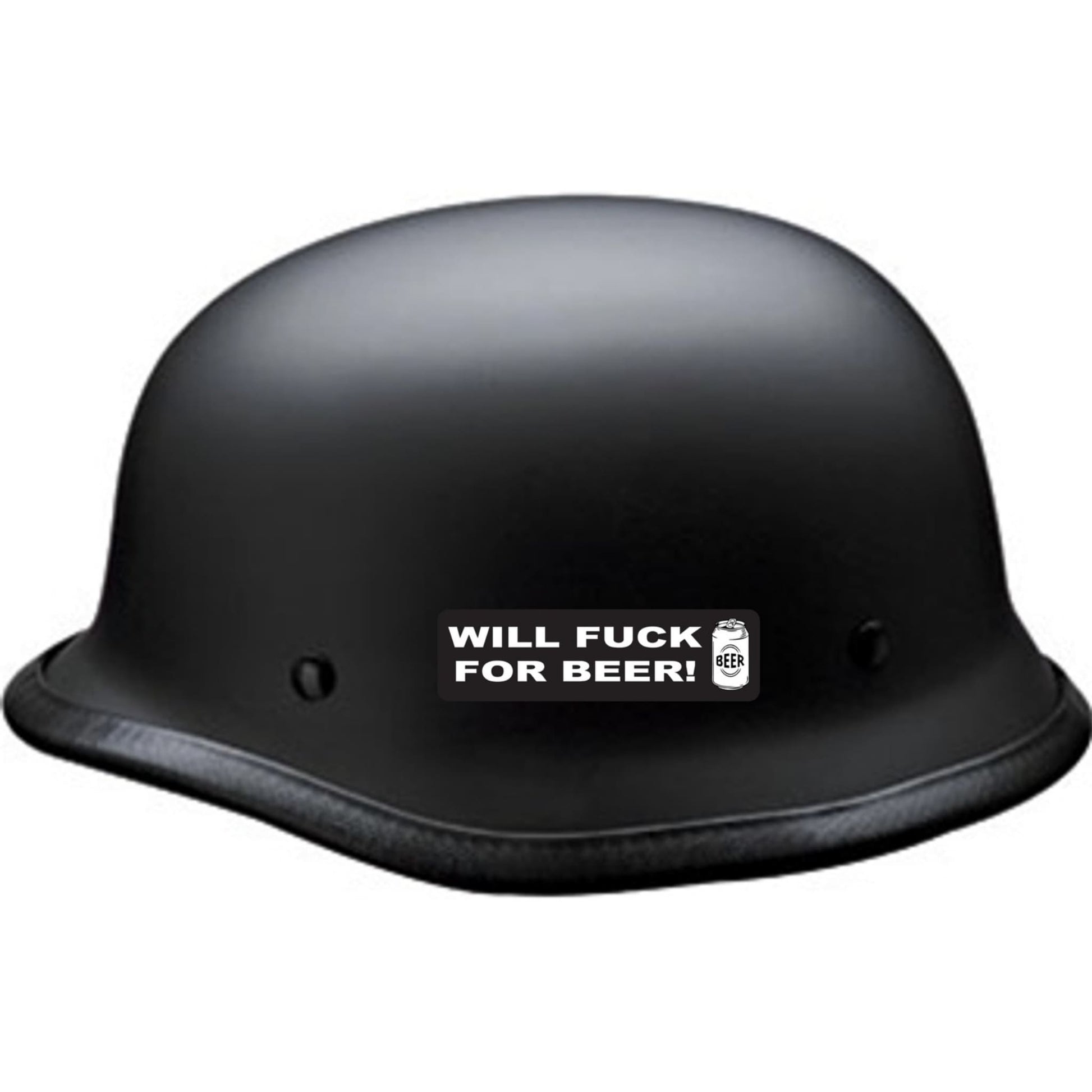 Will fuck for beer vinyl motorcycle helmet sticker on a helmet - bold biker decal
