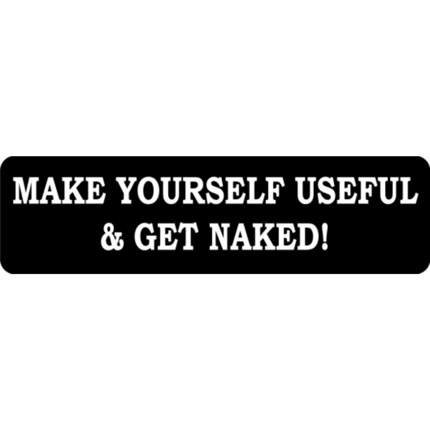 Make yourself useful and get naked vinyl motorcycle helmet stickers - funny biker decal