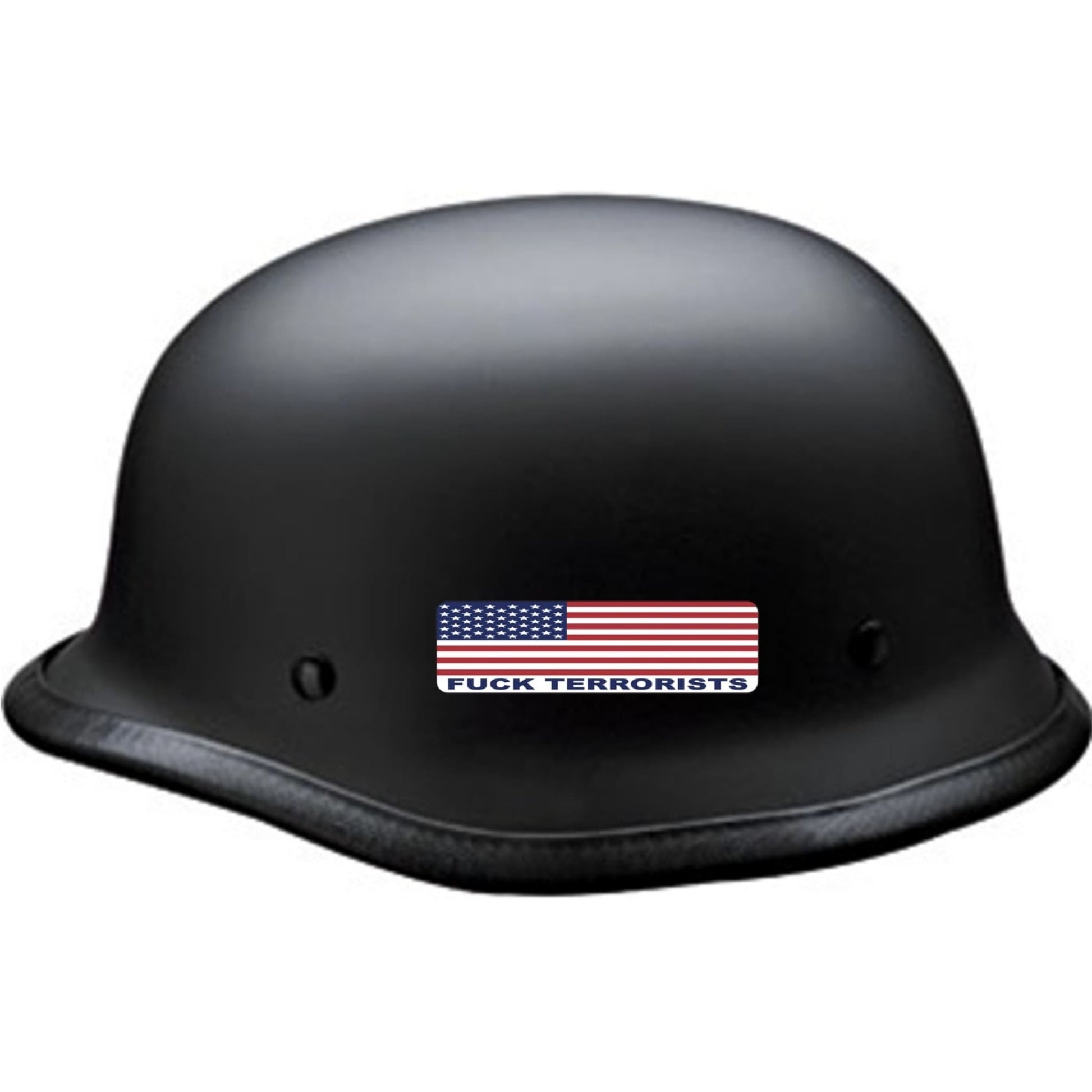 American flag fuck terrorists vinyl motorcycle helmet sticker on a helmet - patriotic biker decal