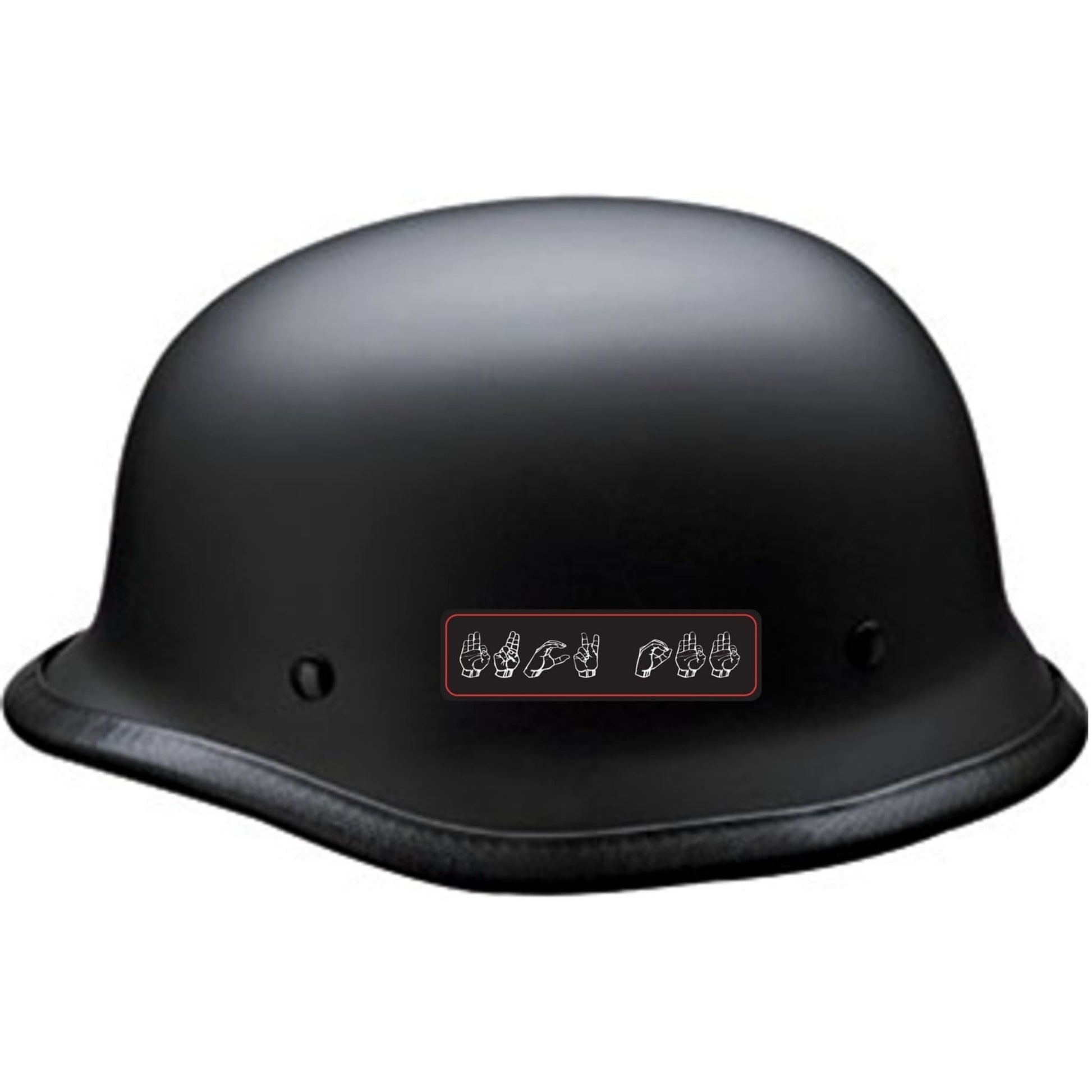 Fuck off sign language vinyl motorcycle helmet sticker on a helmet - funny biker decal