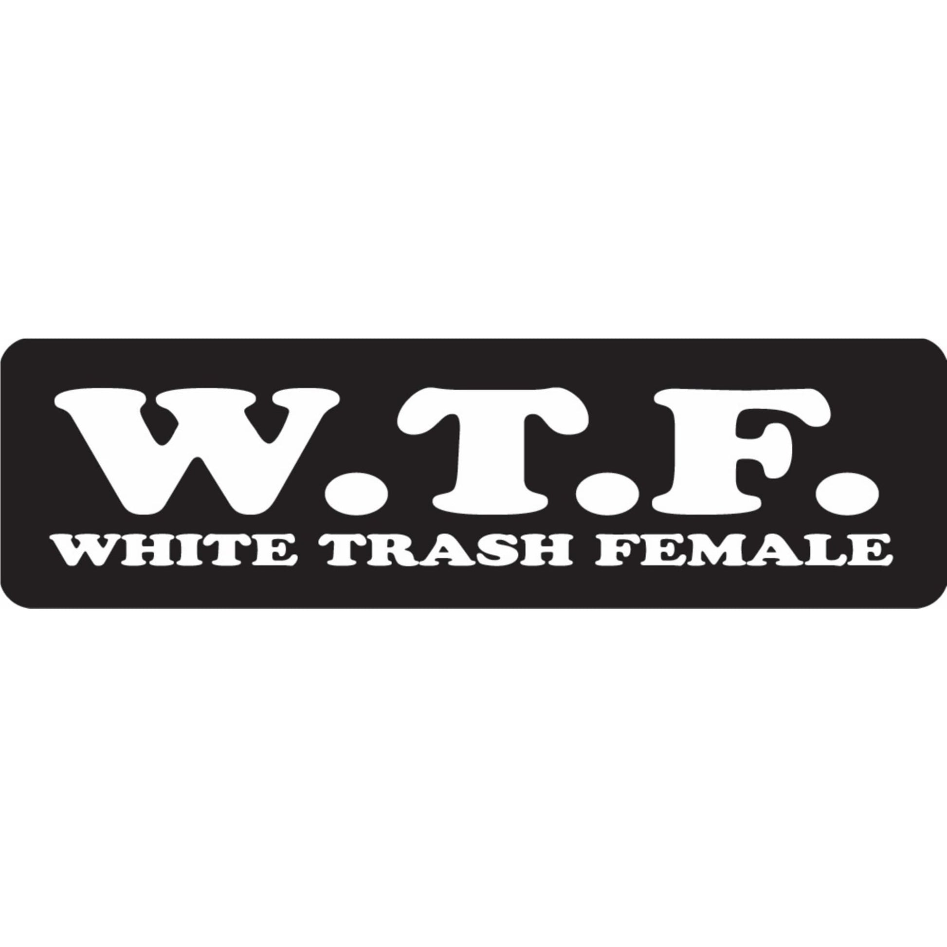 WTF white trash female vinyl motorcycle helmet sticker - funny biker decal