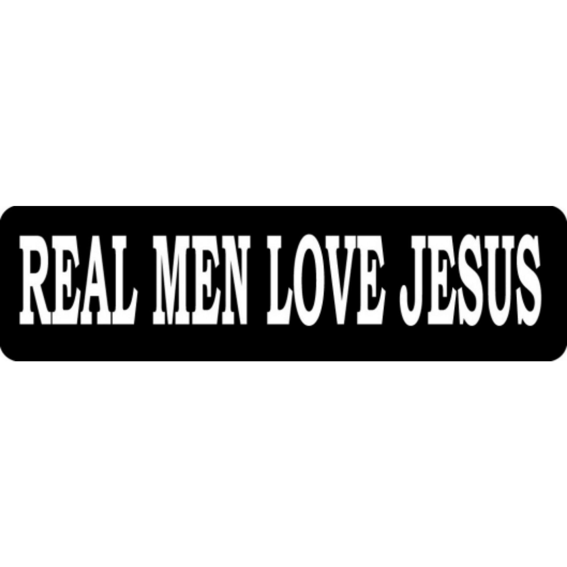 Real men love Jesus vinyl motorcycle helmet stickers - religious biker decal