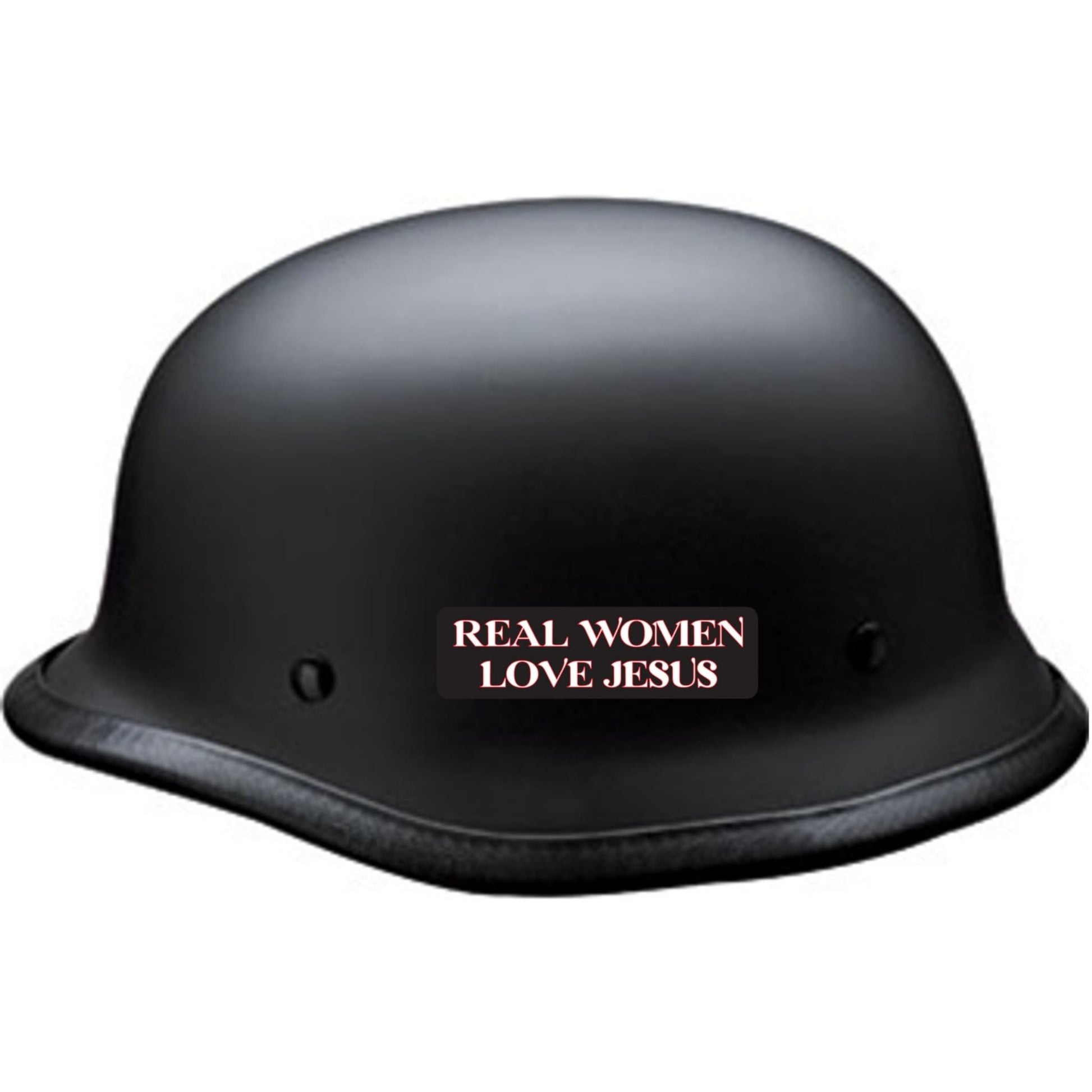 Real women love Jesus vinyl motorcycle helmet sticker on a helmet - religious biker decal