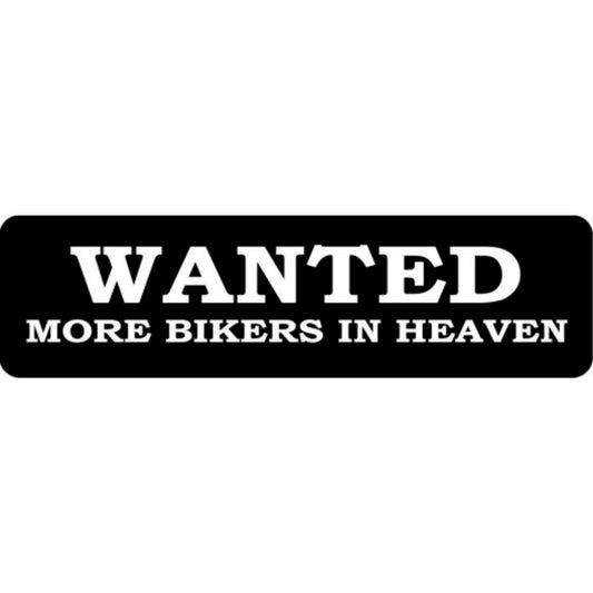 Wanted more bikers in heaven vinyl motorcycle helmet stickers - religious biker decal