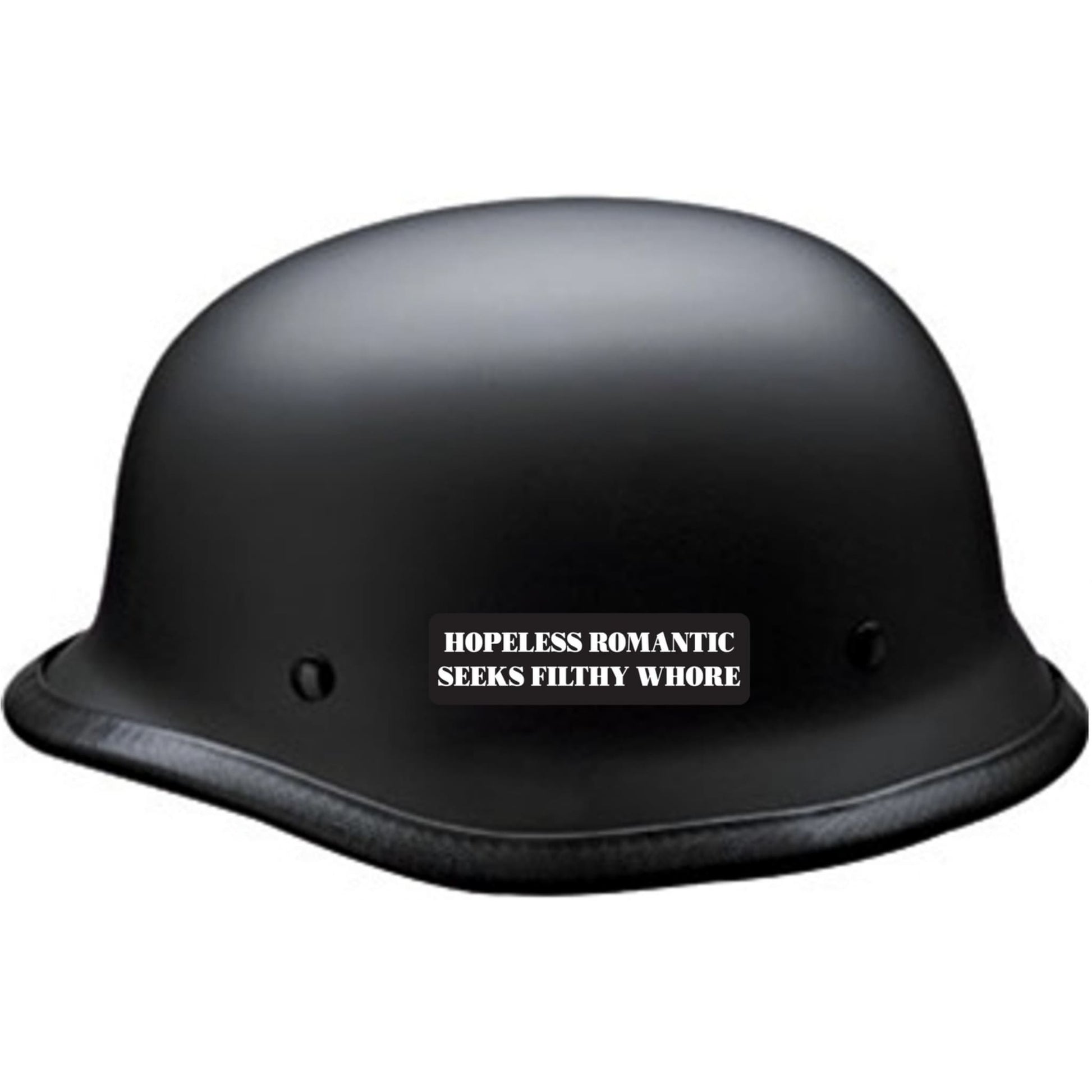Hopeless romantic seeks filthy whore vinyl motorcycle helmet sticker on a helmet - funny biker decal
