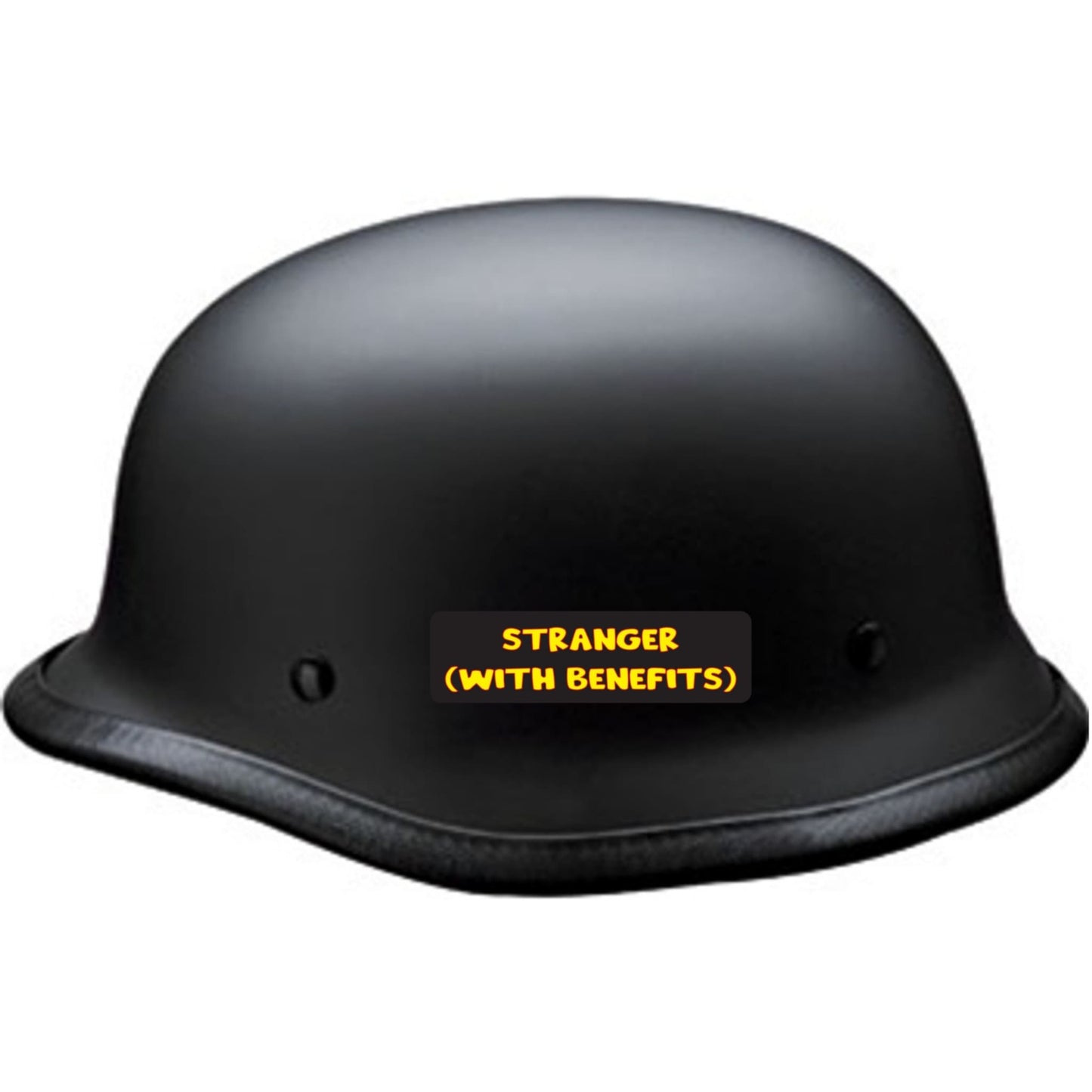 Stranger with benefits vinyl motorcycle helmet sticker on a helmet - funny biker decal