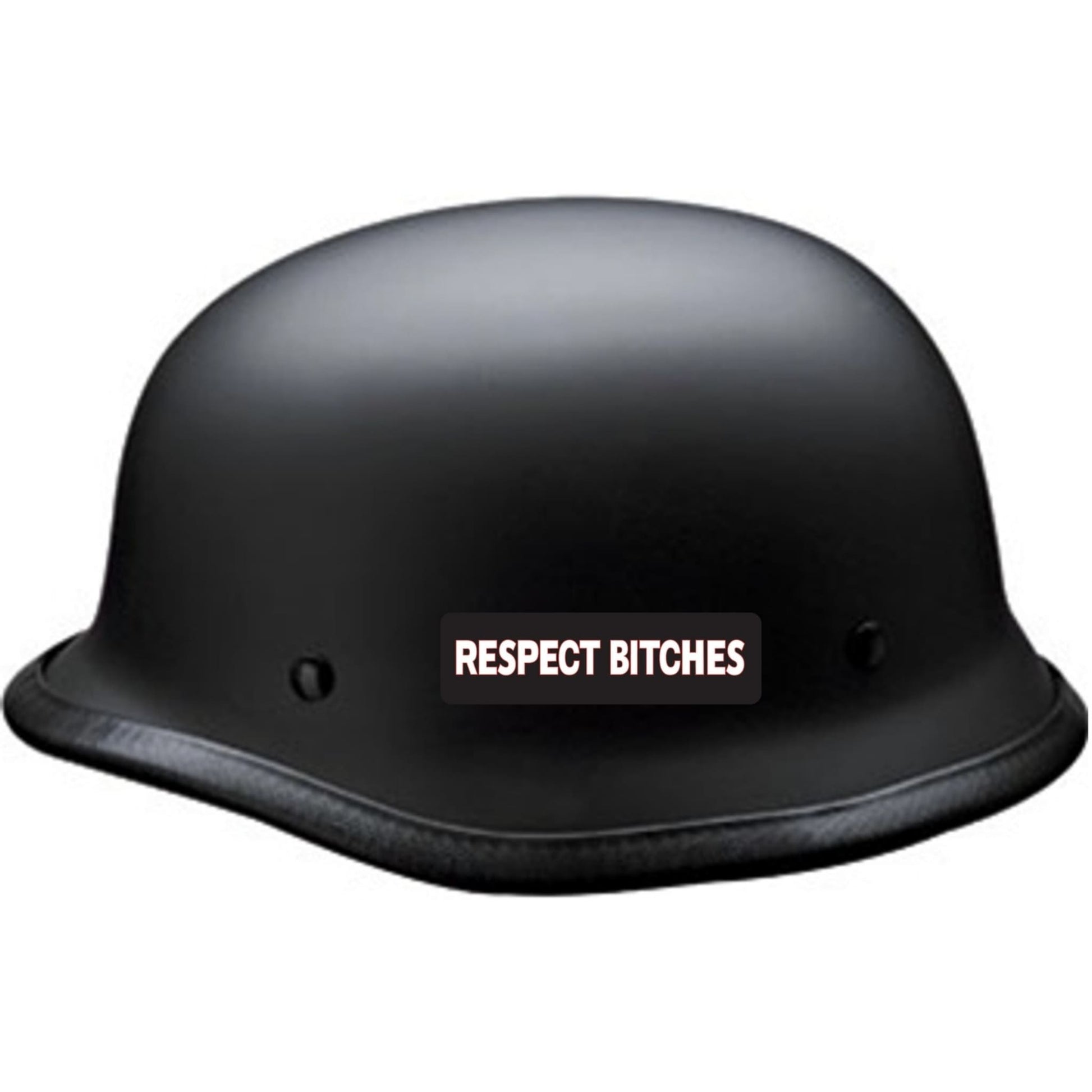 Respect bitches vinyl motorcycle helmet sticker on a helmet - bold biker decal