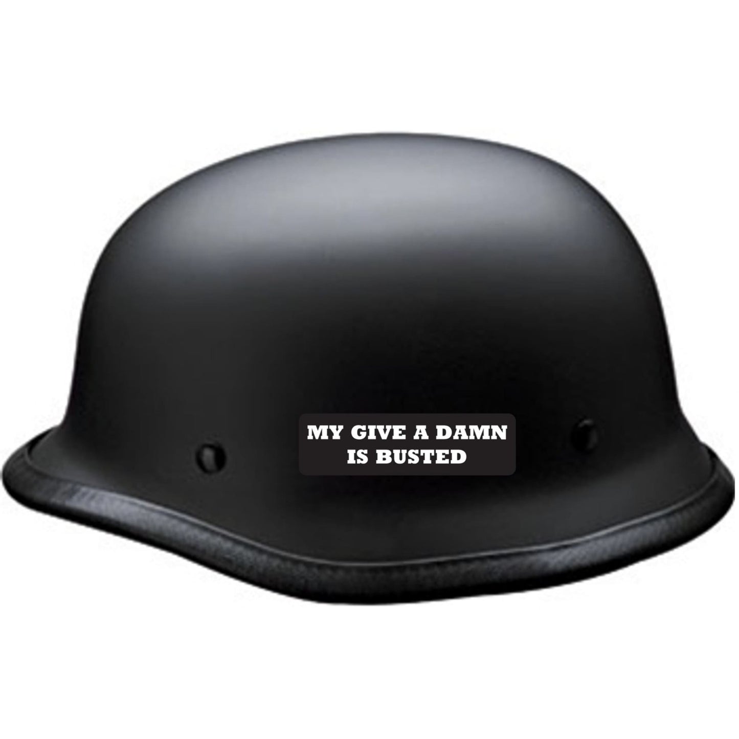My give a damn is busted vinyl motorcycle helmet sticker on a helmet - funny biker decal