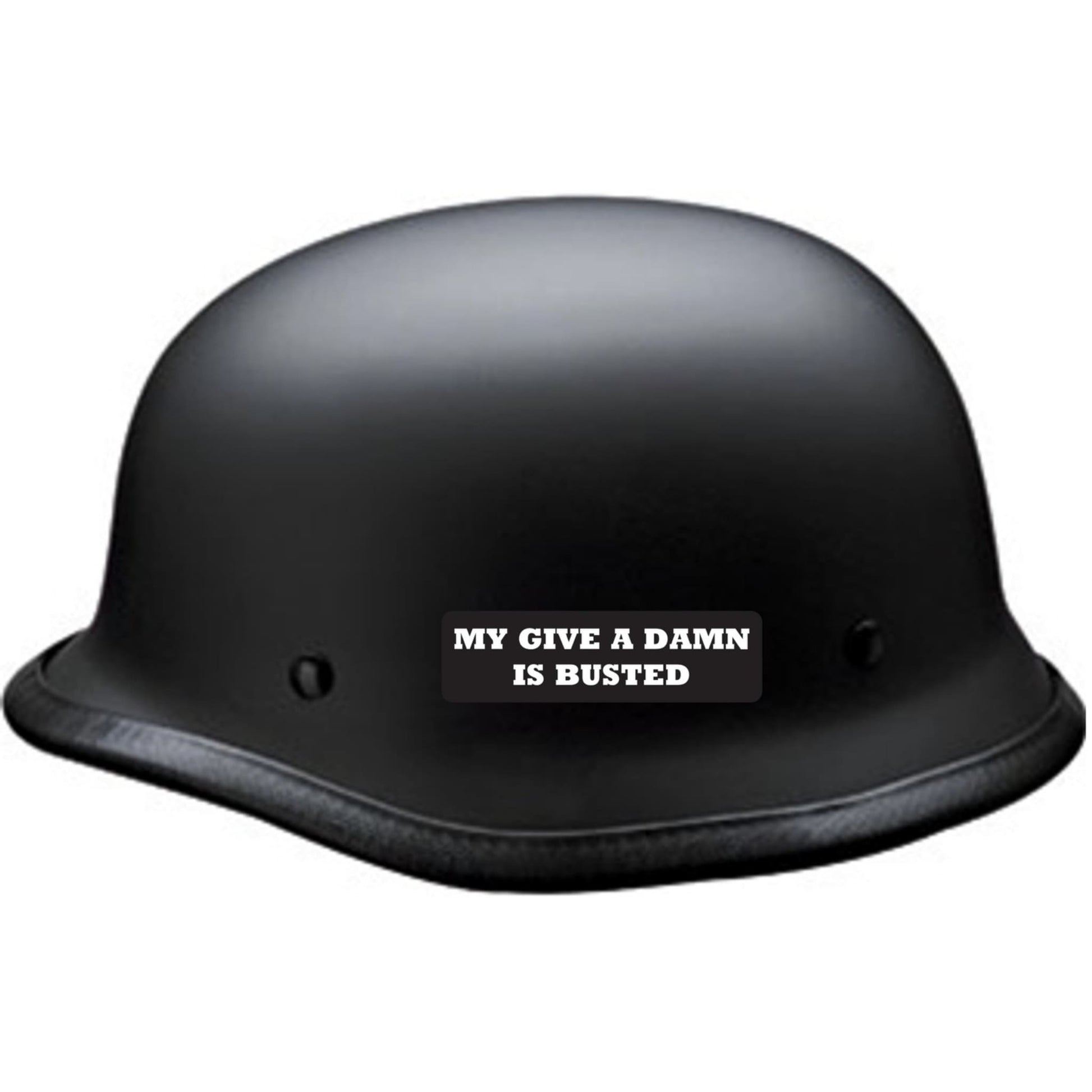 My give a damn is busted vinyl motorcycle helmet sticker on a helmet - funny biker decal