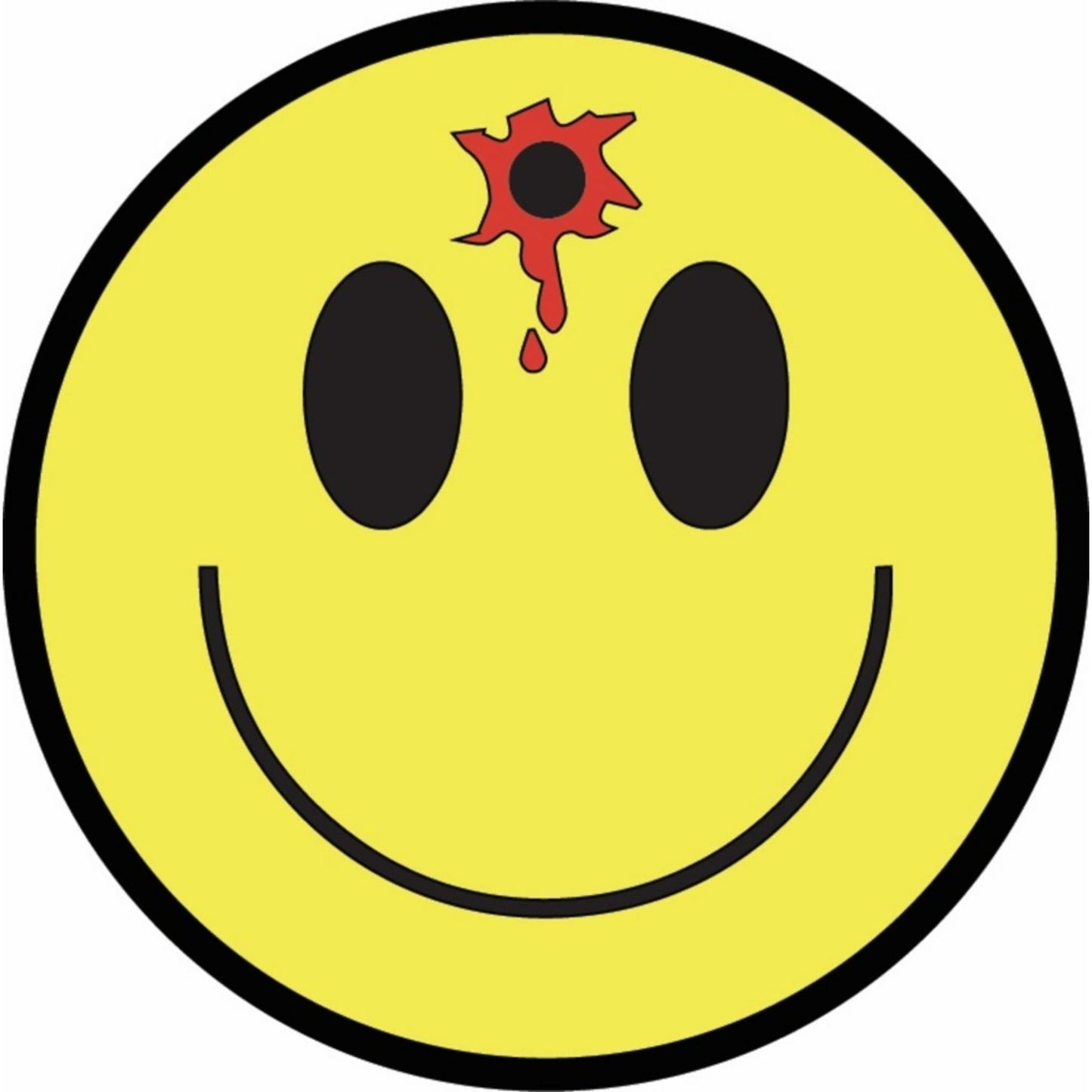 Smiley face with bullet hole circle vinyl motorcycle helmet sticker - funny biker decal