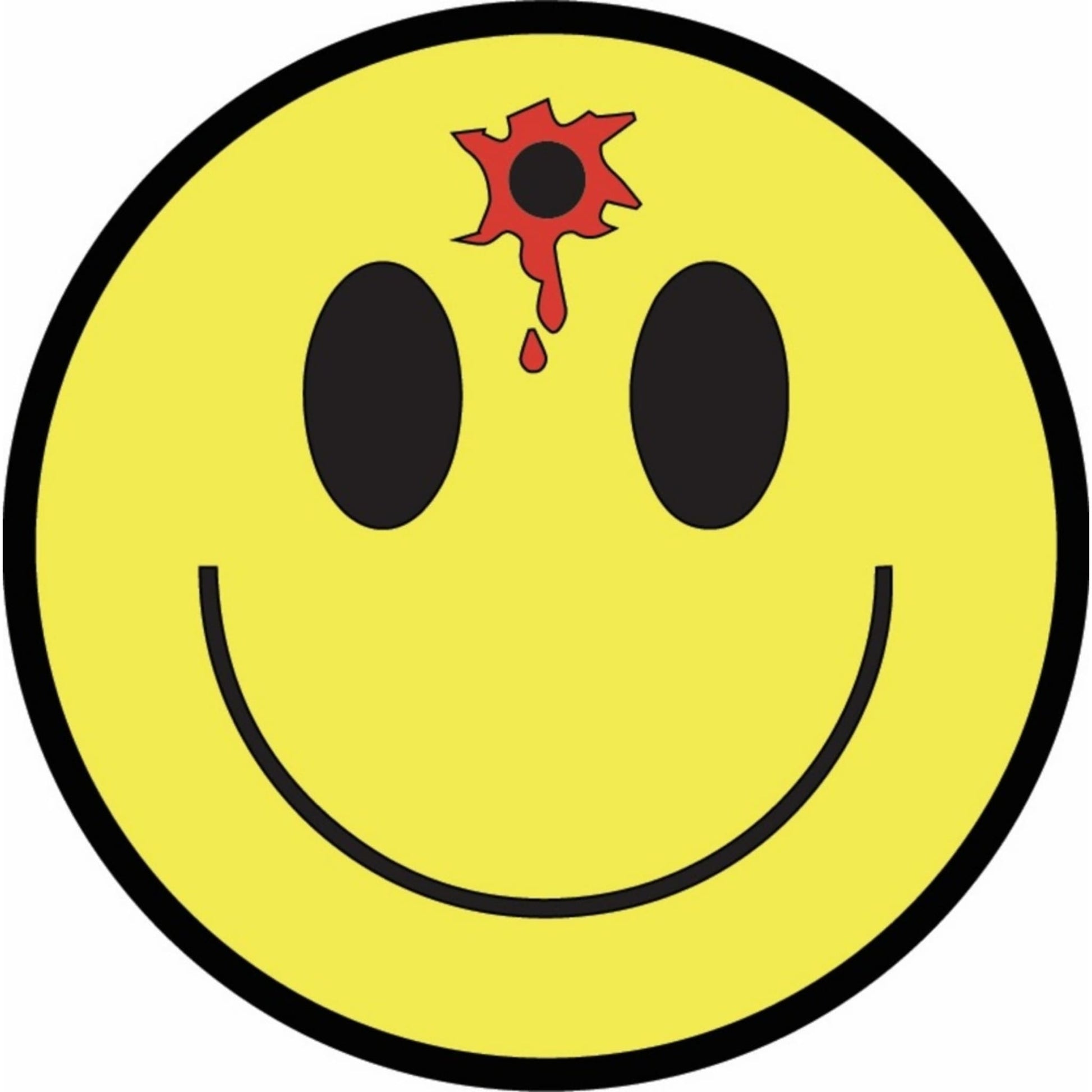 Smiley face with bullet hole circle vinyl motorcycle helmet sticker - funny biker decal