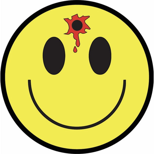 Smiley face with bullet hole circle vinyl motorcycle helmet sticker - funny biker decal