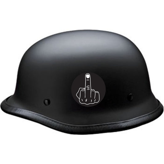 Middle finger circle vinyl motorcycle helmet sticker on a helmet - bold biker decal
