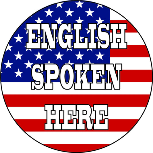 English spoken here circle vinyl motorcycle helmet sticker - biker decal