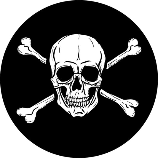 Skull & crossbones circle vinyl motorcycle helmet sticker - biker decal