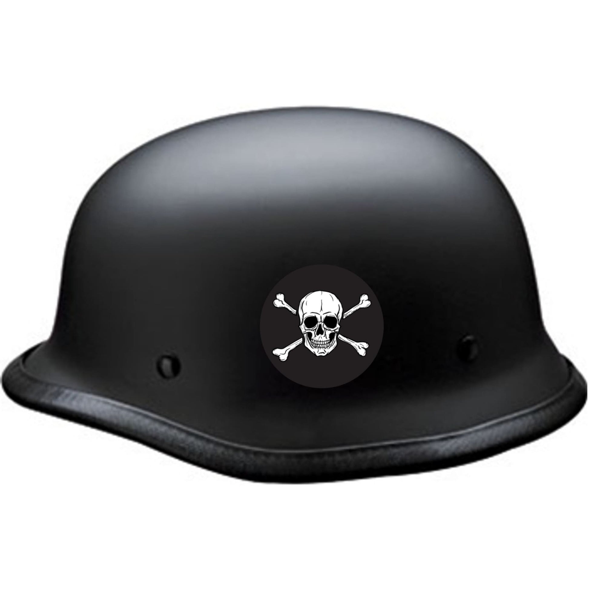 Skull & crossbones circle vinyl motorcycle helmet sticker on a helmet - biker decal