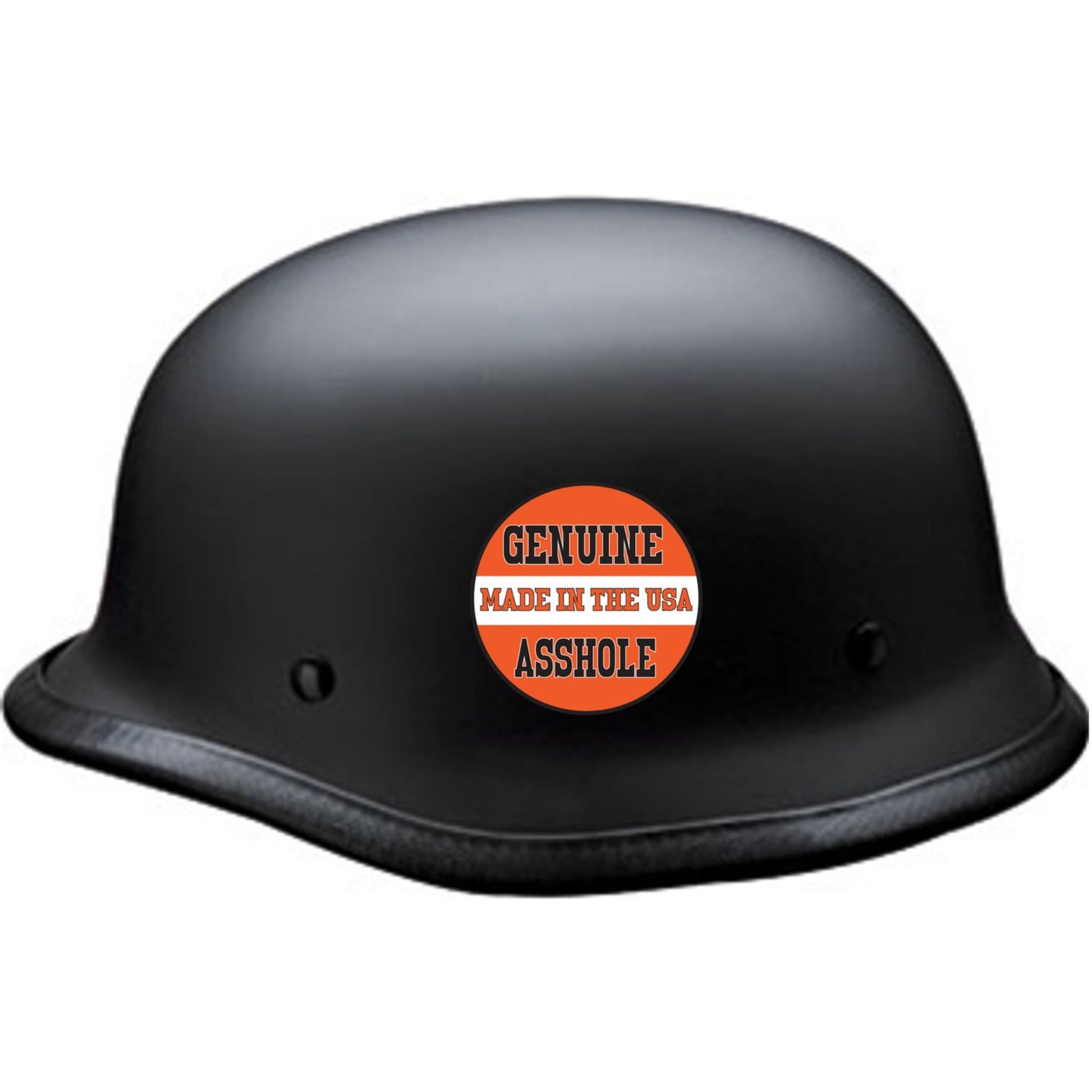 Genuine asshole made in the U.S.A. circle vinyl motorcycle helmet sticker on a helmet - funny biker decal
