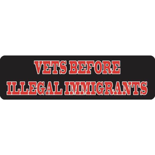 Vets before illegal immigrants vinyl motorcycle helmet sticker - patriotic biker decal