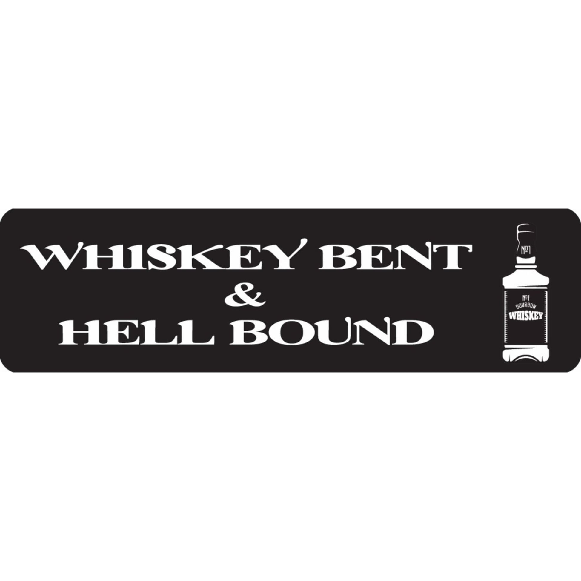 Whiskey bent & hell bound vinyl motorcycle helmet sticker - biker decal