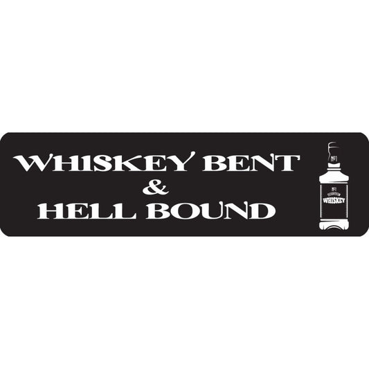 Whiskey bent & hell bound vinyl motorcycle helmet sticker - biker decal