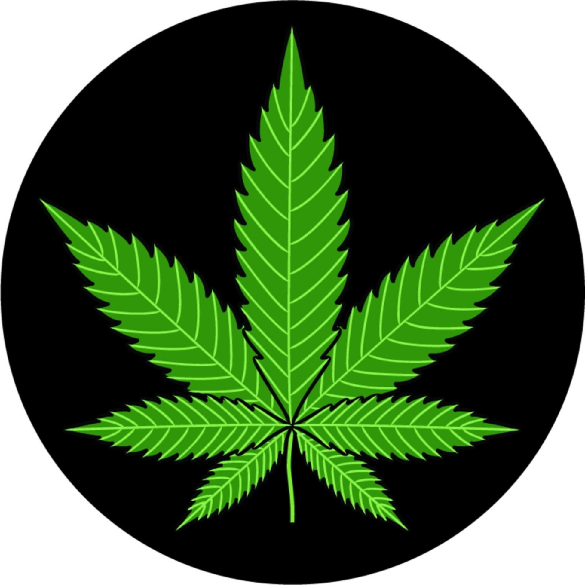 Pot leaf circle vinyl motorcycle helmet sticker - biker decal