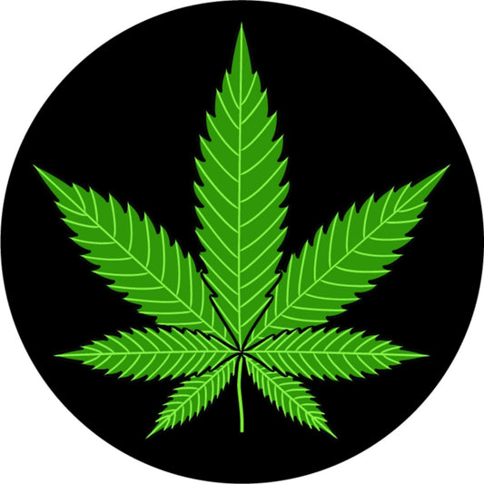 Pot leaf circle vinyl motorcycle helmet sticker - biker decal