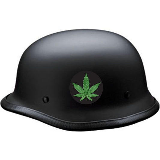 Pot leaf circle vinyl motorcycle helmet sticker on a helmet - biker decal