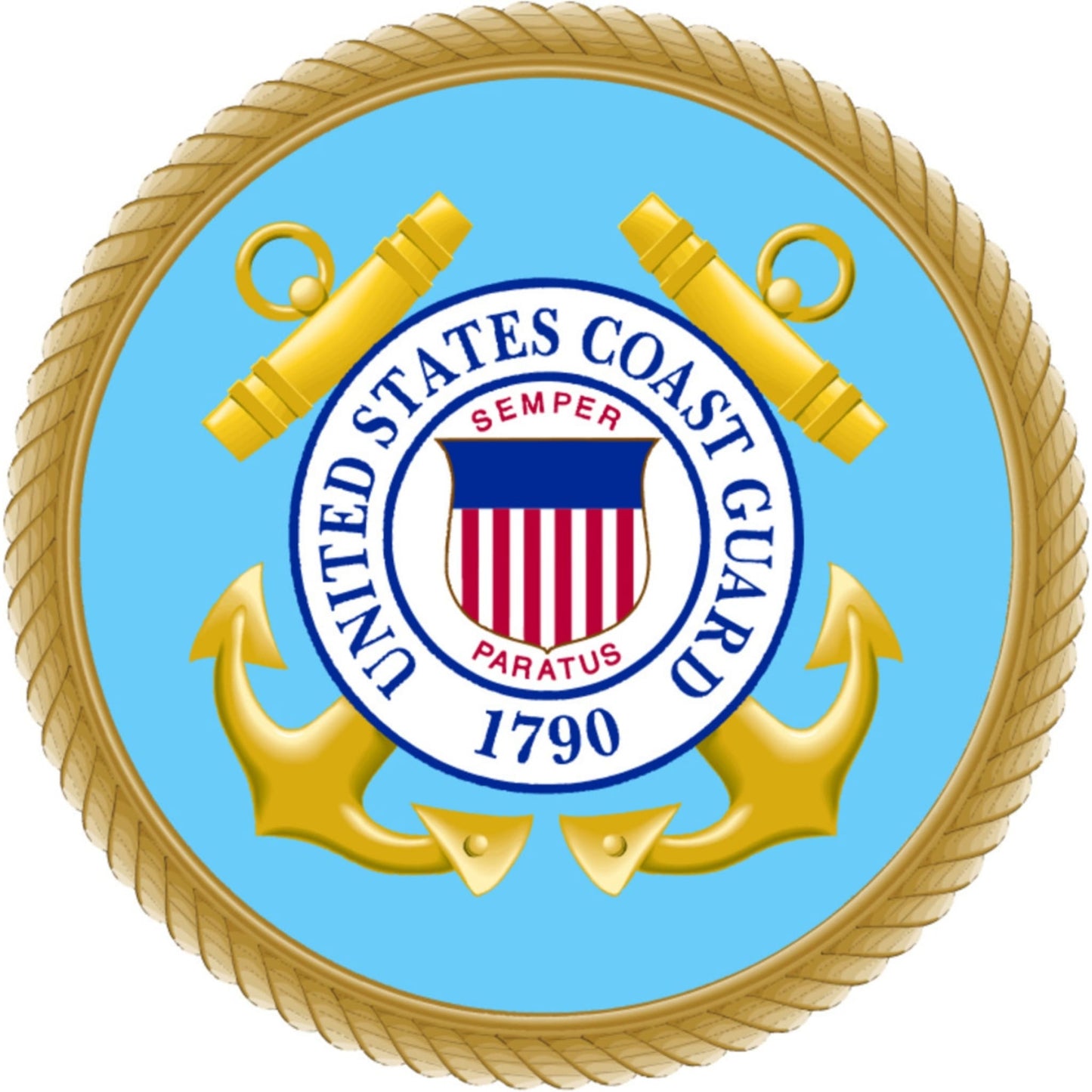U.S. Coast Guard emblem circle vinyl motorcycle helmet sticker - military biker decal