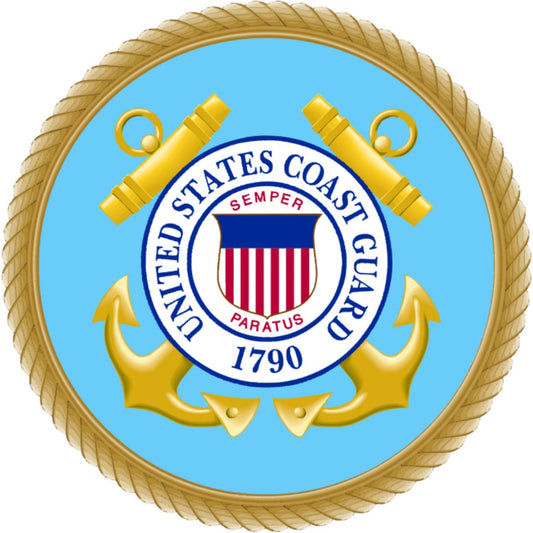 U.S. Coast Guard emblem circle vinyl motorcycle helmet sticker - military biker decal
