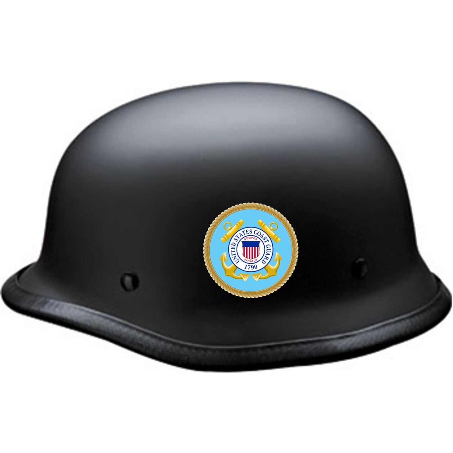 U.S. Coast Guard emblem circle vinyl motorcycle helmet sticker on a helmet - military biker decal