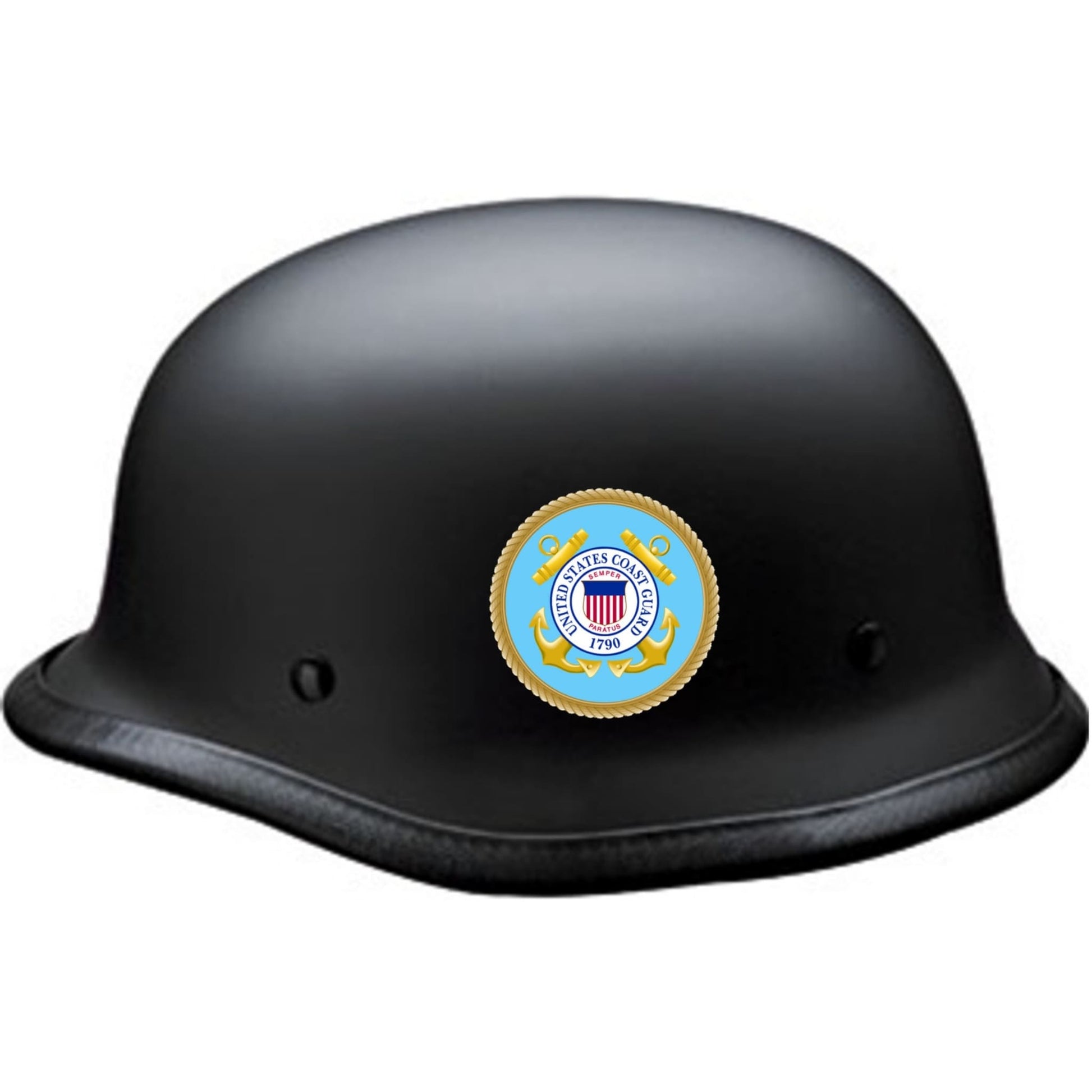 U.S. Coast Guard emblem circle vinyl motorcycle helmet sticker on a helmet - military biker decal