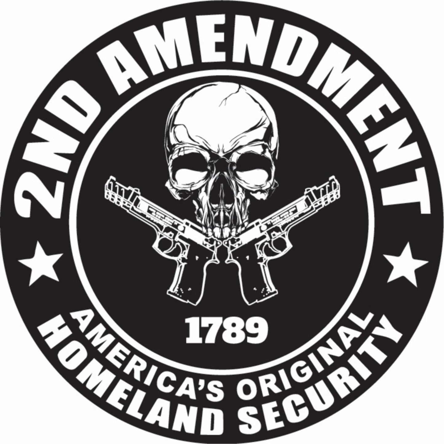 2nd Amendment America's original homeland security vinyl circle motorcycle helmet sticker - patriotic biker decal