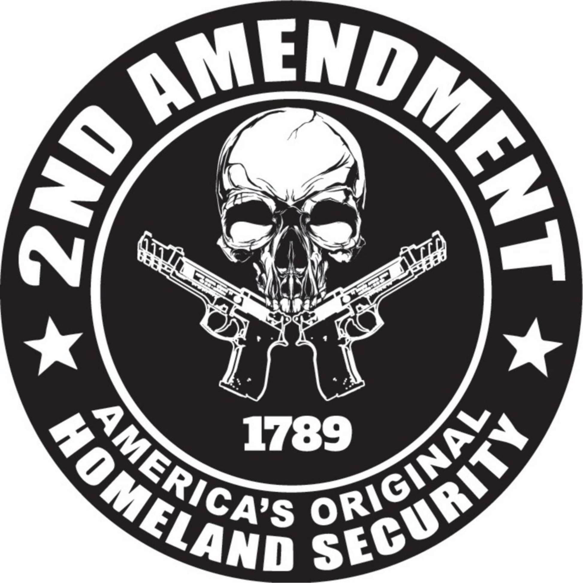 2nd Amendment America's original homeland security vinyl circle motorcycle helmet sticker - patriotic biker decal