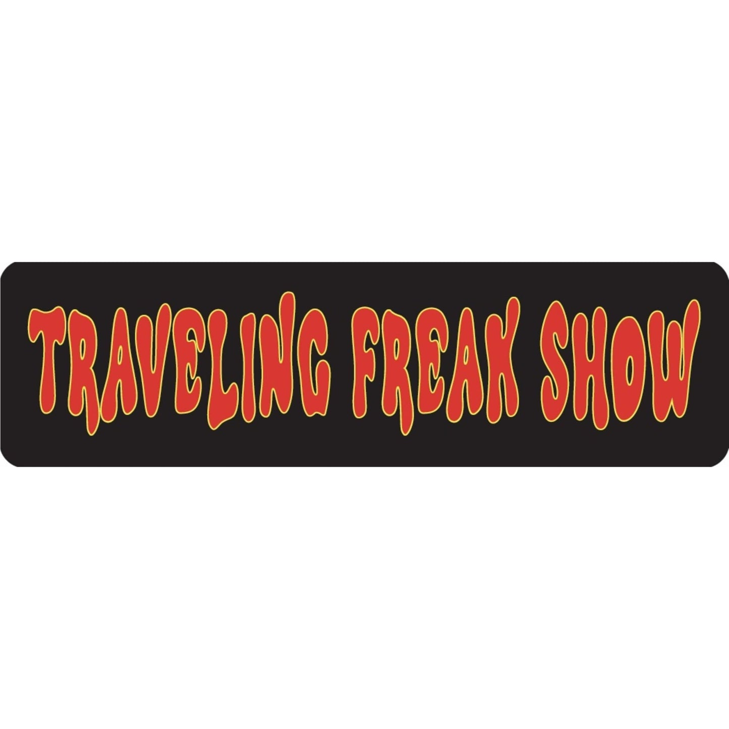Traveling freak show vinyl motorcycle helmet sticker - funny biker decal