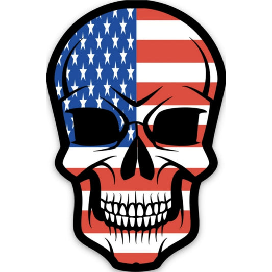 American flag skull vinyl motorcycle helmet sticker - patriotic biker decal