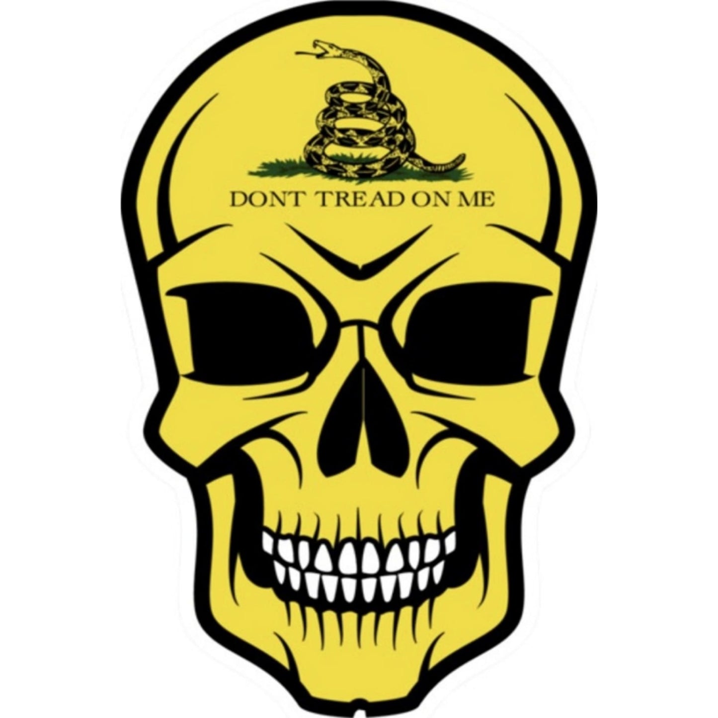 Gadsden flag don't tread on me skull vinyl motorcycle helmet sticker - patriotic biker decal