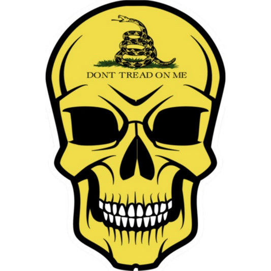 Gadsden flag don't tread on me skull vinyl motorcycle helmet sticker - patriotic biker decal