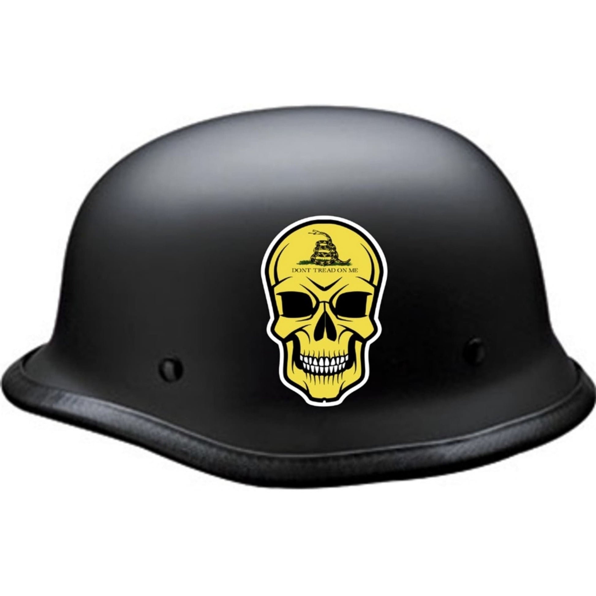 Gadsden flag don't tread on me skull vinyl motorcycle helmet sticker on a helmet - patriotic biker decal