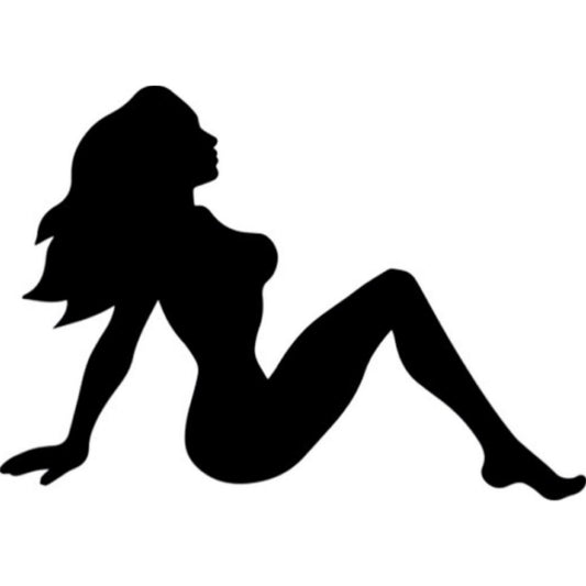 Trucker girl right facing vinyl motorcycle helmet sticker - biker decal