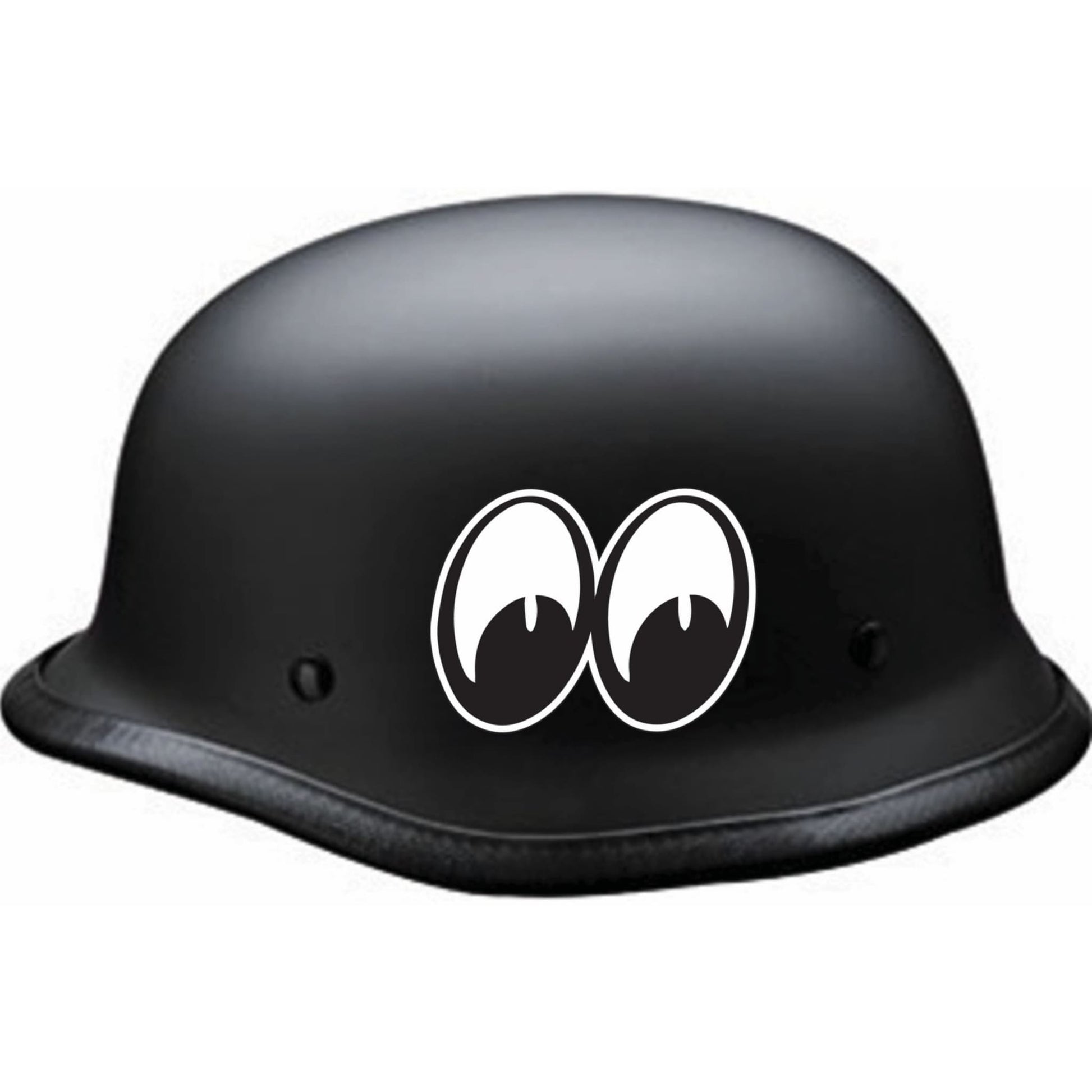 Moon eyes right facing vinyl motorcycle helmet sticker on a helmet - biker decal