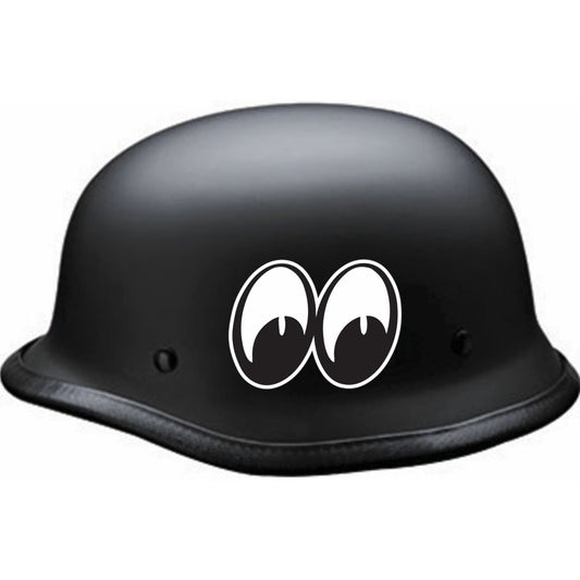 Moon eyes right facing vinyl motorcycle helmet sticker on a helmet - biker decal